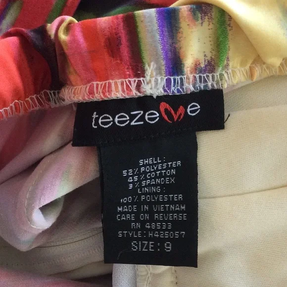 Prom dress by Teeze Me size 9 juniors. Pretty floral splash. Strapless. - Picture 5 of 9